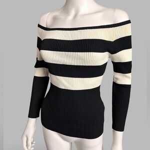 Laundry by Shelli Segal Stretchy Ribbed Off the Shoulder Knit Top Sz Large